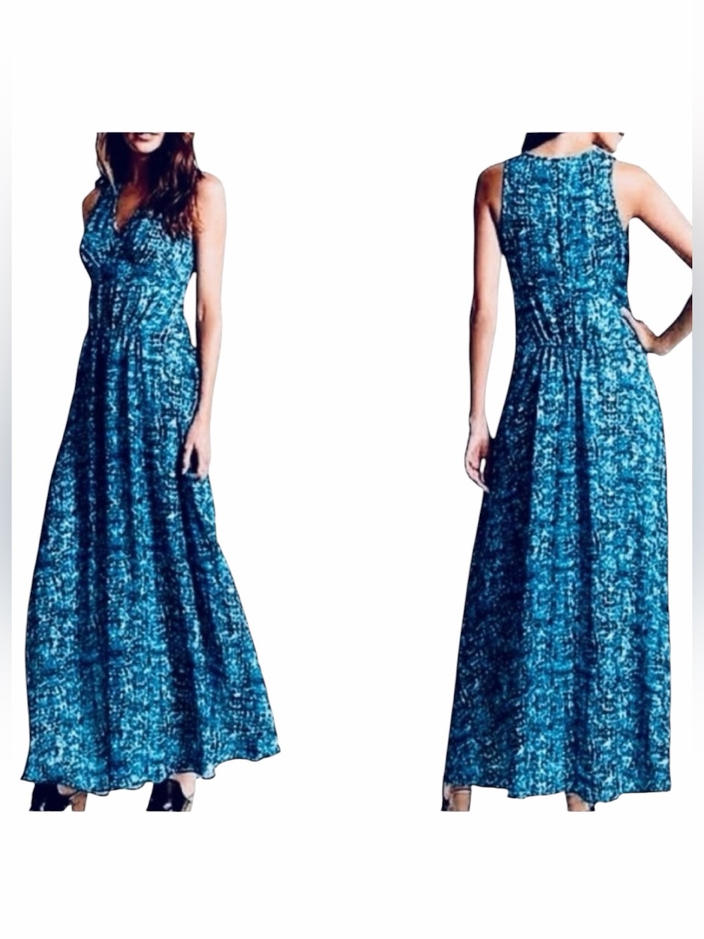 Derek Lam for Design Nation Rio Maxi Dress Blue Armadillo Print - Size XL